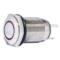 TYJ 16-261  Кнопка металева пласка з підсвічуванням, 1NO+1NC, червона  220V.