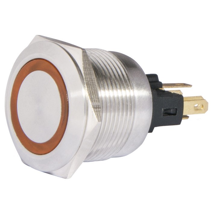 TYJ 22-271  Кнопка металева пласка з підсвічуванням, 1NO+1NC, жовта  24V.