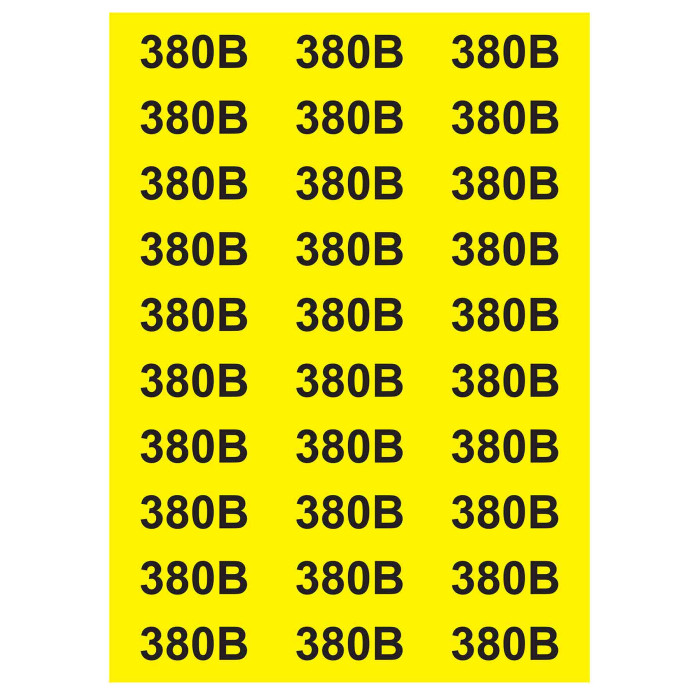 Наліпки "Знак "380 В" жовтий 38х90"