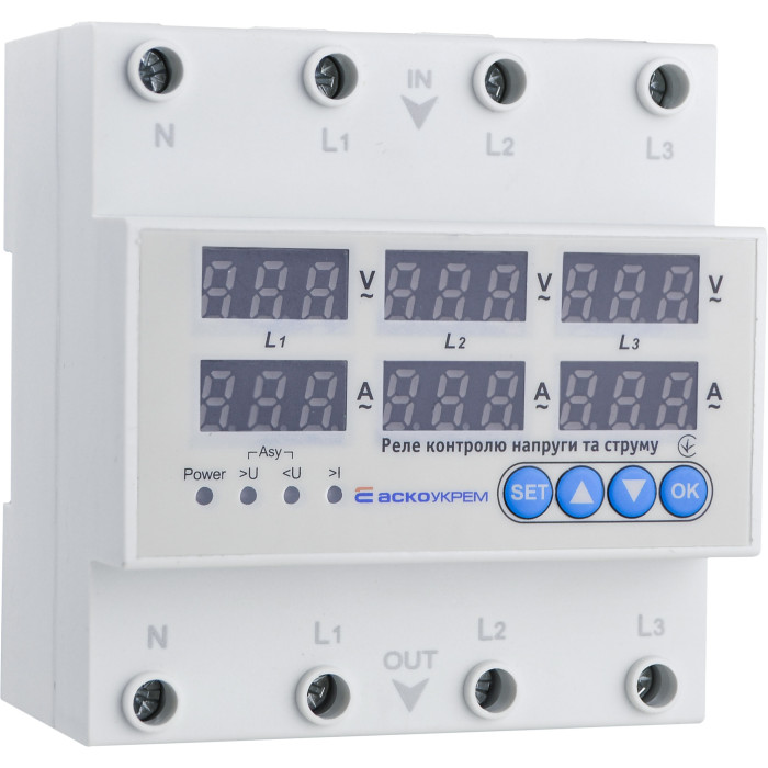 Реле контролю напруги та струму  RKV 4P 63A