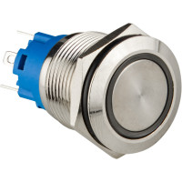 TYJ 19-271  Кнопка металева пласка з підсвічуванням, 1NO+1NC, зелена 12V.