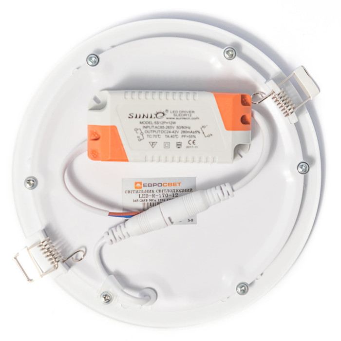 Світильник точковий врізний Євросвітло 12Вт коло LED-R-170-12 6400К