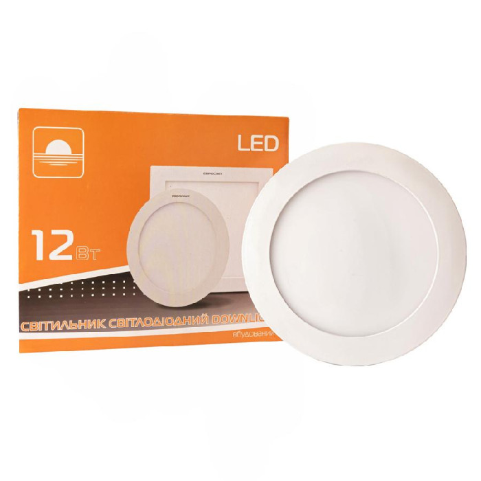 Світильник точковий врізний Євросвітло 12Вт коло LED-R-170-12 6400К