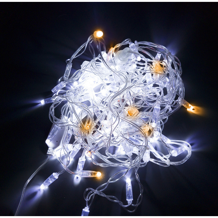 Гірлянда вулична STARLIGHT бахрома білий/жовтий Flash 75LED IP44 прозорий 2x0,7м