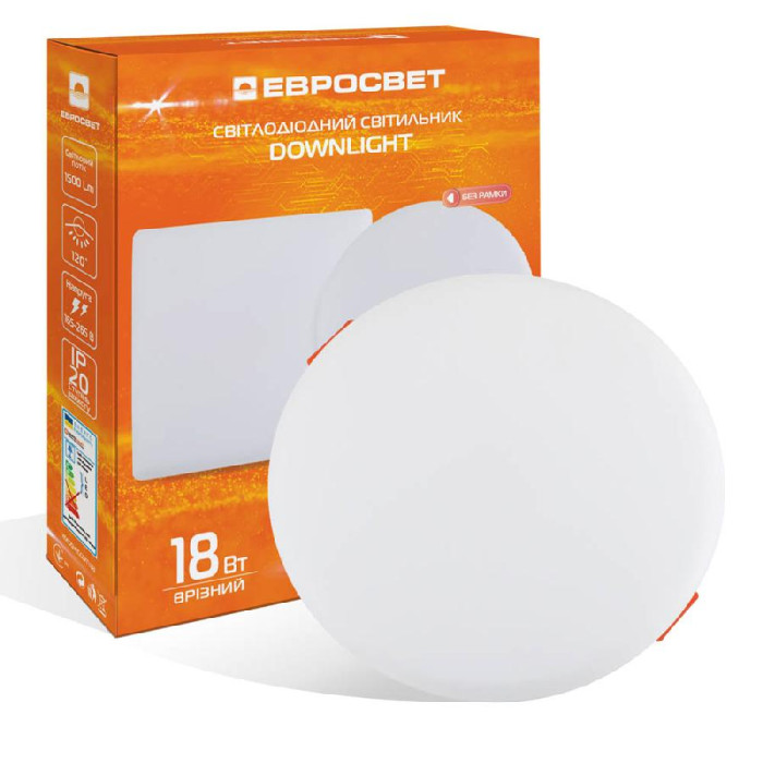 Світильник точковий врізний Євросвітло 18Вт коло LED-R-120-18 4200К без рамки
