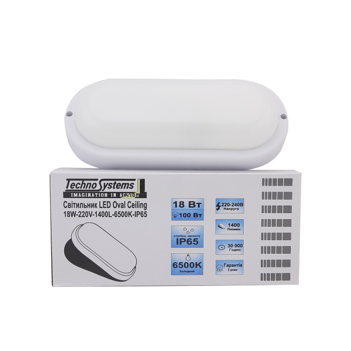Світильник LED Oval Ceiling 18W-220V-1440L-6500K-IP65 TNSy