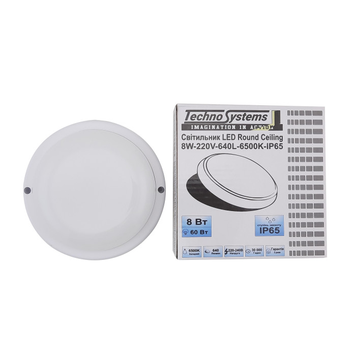 Світильник LED Round Ceiling 8W-220V-640L-6500K-IP65 TNSy