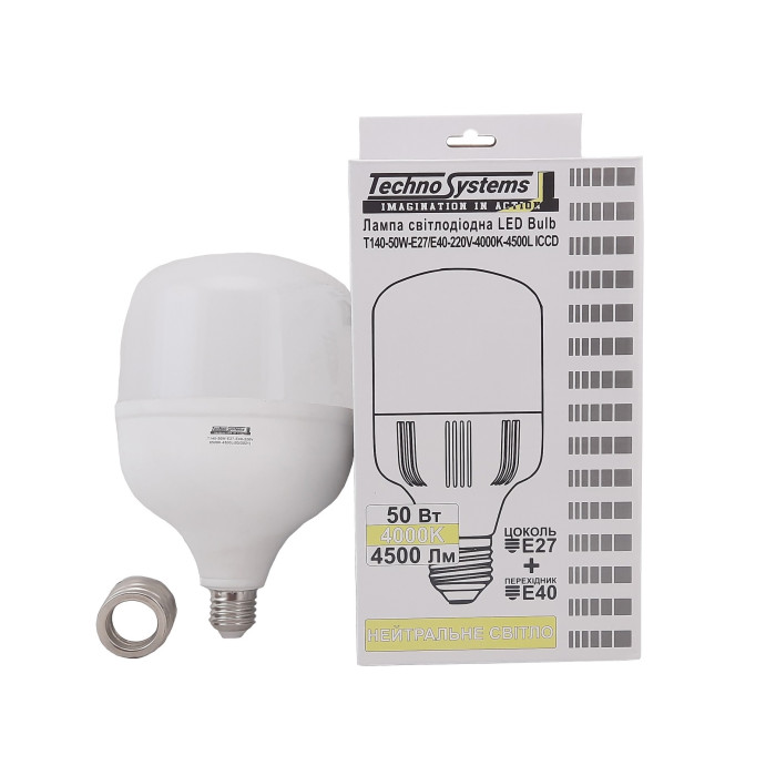 Лампа світлодіодна LED Bulb-T140-50W-E27-E40-220V-4000K-5250L GOLDEN TNSy