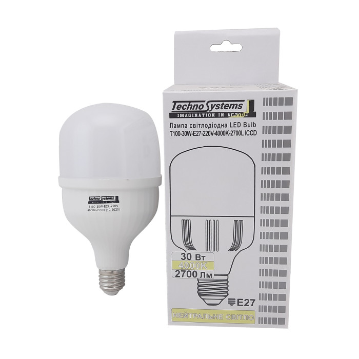 Лампа світлодіодна LED Bulb-T100-30W-E27-220V-4000K-3150L GOLDEN TNSy