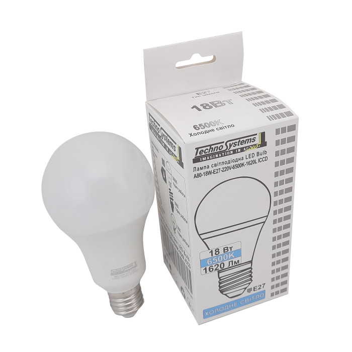 Лампа світлодіодна LED Bulb-A80-18W-E27-220V-6500K-1620L GOLDEN TNSy