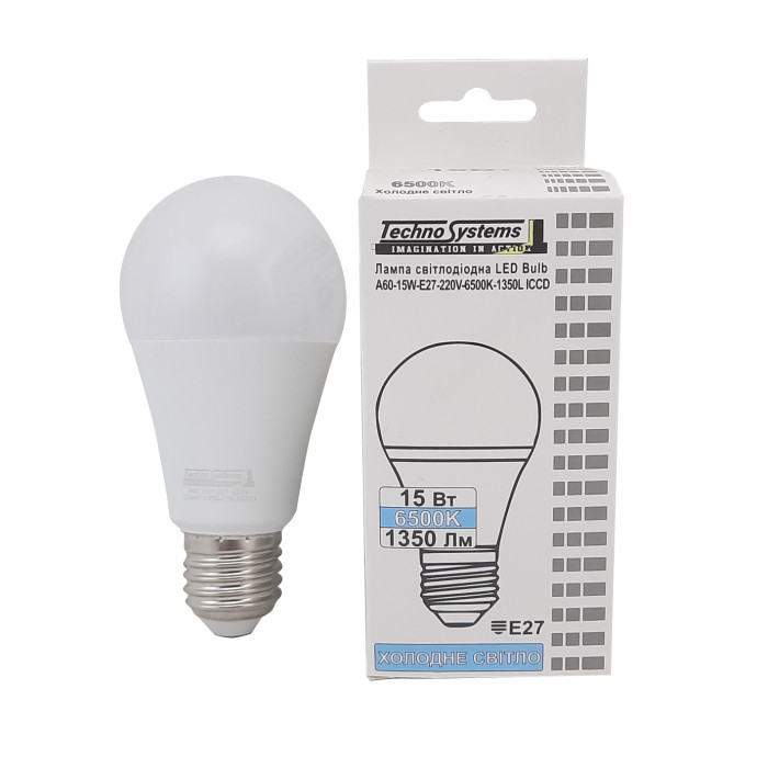 Лампа світлодіодна LED Bulb-A60-15W-E27-220V-6500K-1580 GOLDEN TNSy