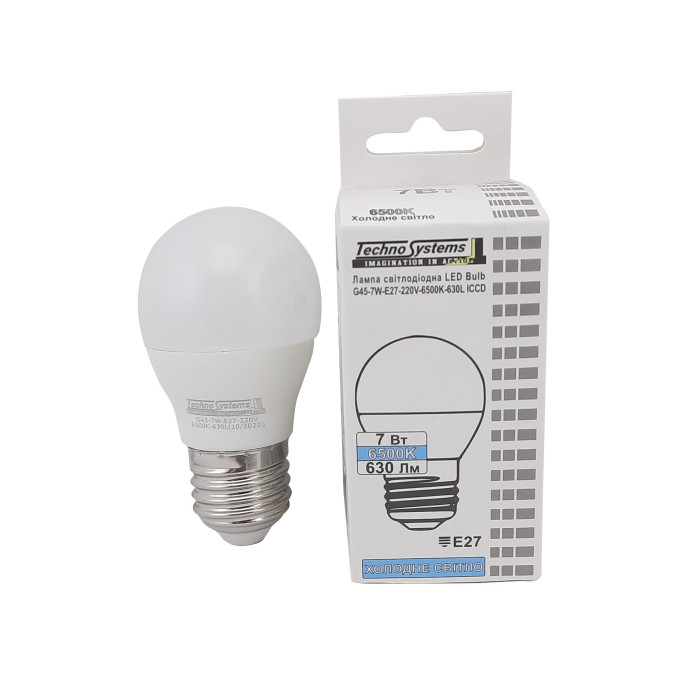 Лампа світлодіодна LED Bulb-G45-7W-E27-220V-6500K-740L GOLDEN TNSy