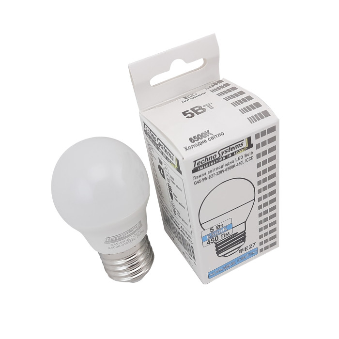 Лампа світлодіодна LED Bulb-G45-5W-E27-220V-6500K-450L ICCD TNSy
