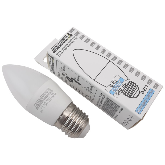Світлодіодна лампа LED Bulb-C37-6W-E27-220V-6500K-630L GOLDEN TNSy
