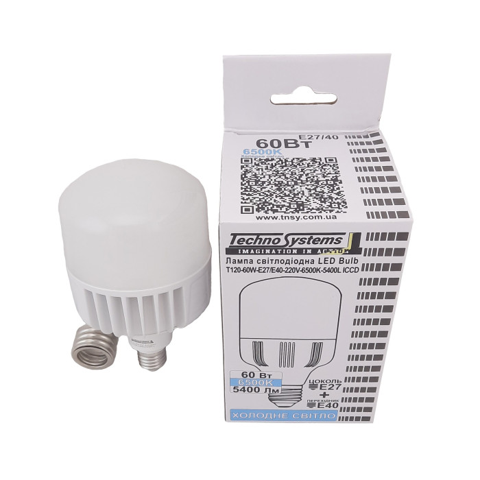 Лампа світлодіодна LED Bulb-T120-60W-E27-E40-220V-6500K-5400L ALUM TNSy