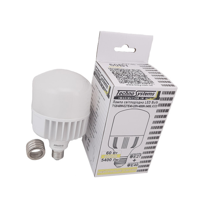 Лампа світлодіодна LED Bulb-T120-60W-E27-E40-220V-4000K-5400L ALUM TNSy