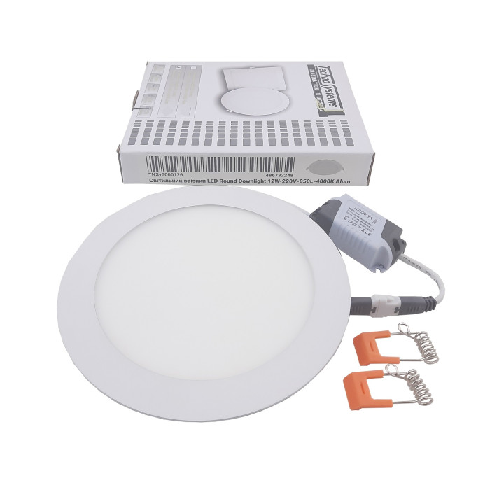 Світильник врізний LED Round Downlight 12W-220V-850L-4000K Alum TNSy