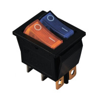 KCD2-2101N BL+Y/B 220V Перемикач 2 клав. жовтий+синій з підсвічуванням TNSy