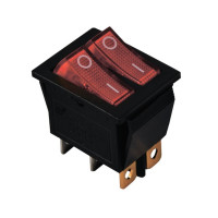 KCD2-2101N R+R/B 220V Перемикач 2 клав. червоний з підсвіткою TNSy