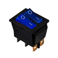 KCD2-2101N BL+BL/B 220V Перемикач 2 клав. синій + синій з підсвічуванням TNSy