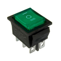 KCD2-203N G/B 220V Перемикач 1 клав. перекидний зелений з підсвічуванням TNSy