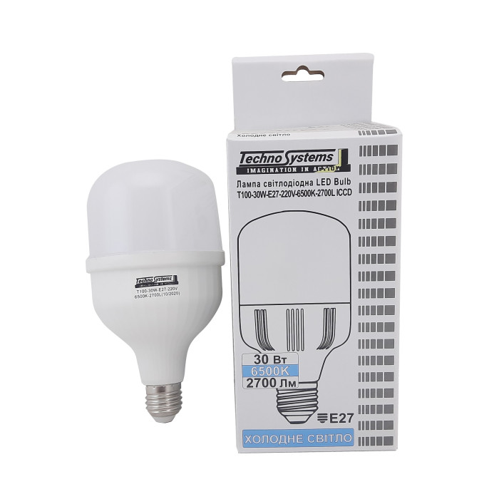 Лампа світлодіодна LED Bulb-T100-30W-E27-220V-6500K-3150L GOLDEN TNSy