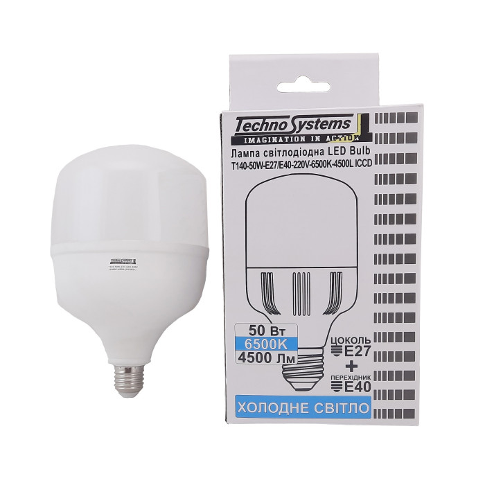 Лампа світлодіодна LED Bulb-T140-50W-E27-E40-220V-6500K-5250L GOLDEN TNSy