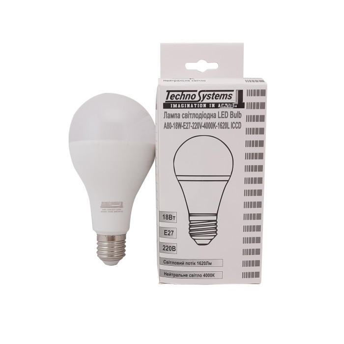Лампа світлодіодна LED Bulb-A80-18W-E27-220V-4000K-1620L GOLDEN TNSy