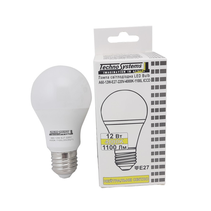 Лампа світлодіодна LED Bulb-A60-12W-E27-220V-4000K-1260 GOLDEN TNSy
