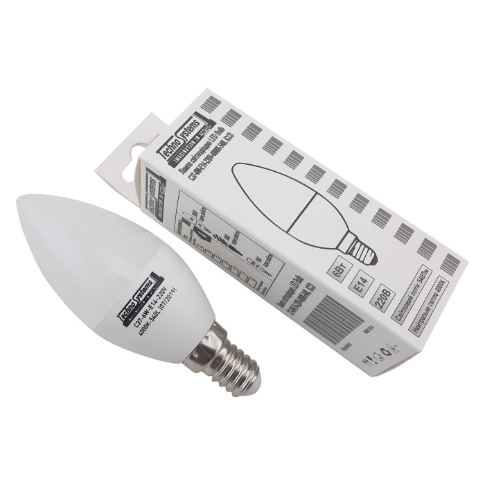 Лампа світлодіодна LED Bulb-C37-6W-E14-220V-4000K-540L ICCD TNSy