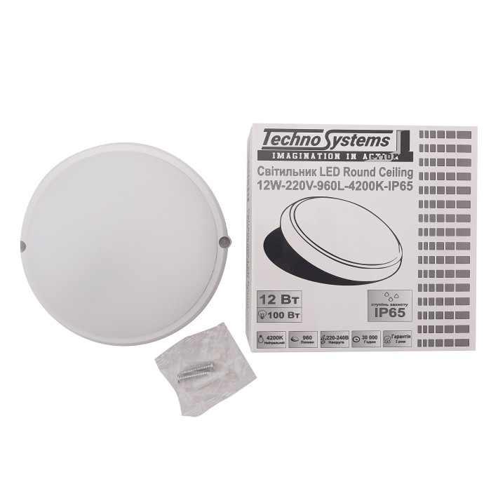 Світильник LED Round Ceiling 12W-220V-960L-4200K-IP65 TNSy